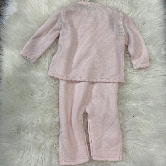 Wendy Bellissimo Baby Girls Pink Knit Cardigan Pants Set 3/6 Mo Cotton Blend NWT - Picture 4 of 10